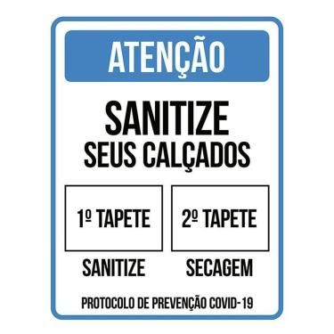 Imagem de Kit 3 Placas Atenção Sanitize Seus Calçados Tapete