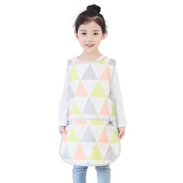 Imagem de Avental infantil Plie impermeável sem mangas com bolsos para idades de 1 a 8 anos da Plie, Lime triangle, Small