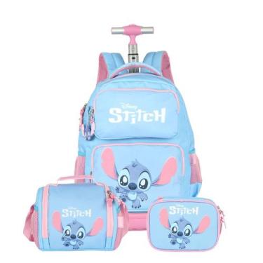 Imagem de Mochila Rodas Stitch Disney Lancheira Térmica Estojo Box - Luxcel