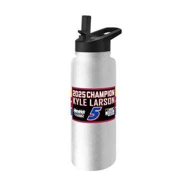 Imagem de Logo Brands Garrafa Quencher Kyle Larson 2025 Nascar Cup Champion 1000 ml – Aço inoxidável revestido em pó – Logotipo oficialmente licenciado, mantém as bebidas frias por horas, ótimo presente para
