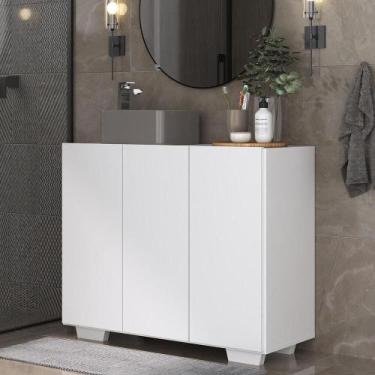 Imagem de Gabinete Banheiro 3 Portas 90cm Mp5031 Branco - MULTIMOVEIS