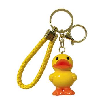 Imagem de Chaveiro Cute Cartoon Duck Acrílico Amarelo com Corda Trançada
