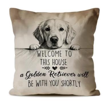Imagem de CosxHabitat Capas de travesseiro Golden Retriever 45,7 x 45,7 cm, presentes para amantes de Golden Retriever, presentes de dono de pai para mãe, pai, vintage, capas de almofada decorativas para casa