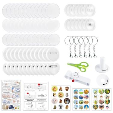 Imagem de SolaceShine Kit de confecção de crachás para crianças, kit para fazer emblemas faça você mesmo 55/35 mm, 36 peças de botão de plástico e adesivos, confecção de crachás para festas, presentes (kit de