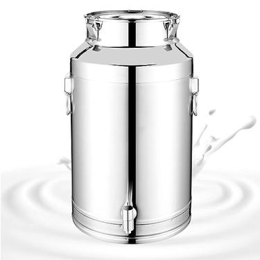 Imagem de uhyOHF Fermentador, balde de transporte de leite de grande capacidade, suprimentos de cozinha lata de alimentos selada de aço inoxidável com torneira, tanque de fermentação comercial barril de óleo