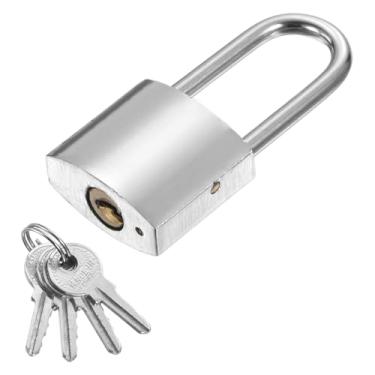 Imagem de PATIKIL Trava resistente de 13/16 polegadas (20 mm), 1 cadeado de liga de aço de alta segurança com 4 chaves para janela de porta de armazenamento de contêiner de transporte de armazém (H: 46 mm