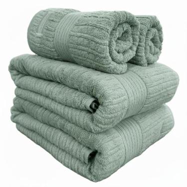 Imagem de Jogo De Toalha Banhão Gigante Buddemeyer Fio Penteado Canelado 4pçs Al