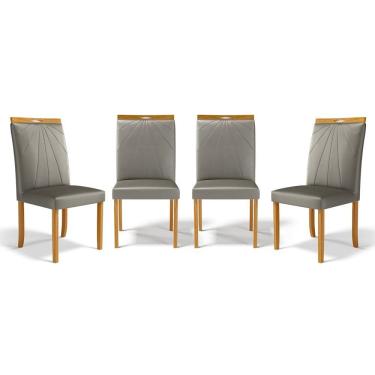 Imagem de Kit Com 4 Cadeiras Maiara Madeira Maciça Estofadas Para Mesa De Jantar