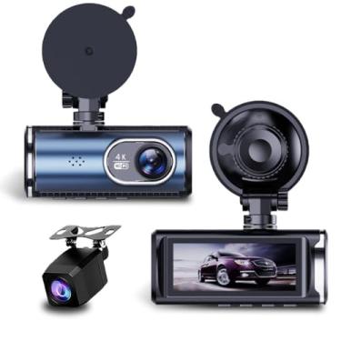 Imagem de Câmera de painel UHD 4K de lente dupla para carros, câmera frontal e traseira, Wi-Fi integrado com rastreador GPS ADAS, tela IPS de 7,6 cm, mini carro DVR, supervisão noturna, gravador de vídeo