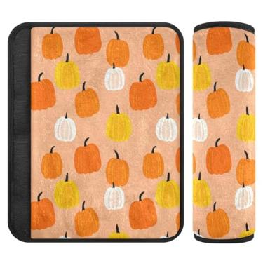 Imagem de Burbuja Capa para cinto de segurança de carro Halloween Pumpkins Protetor de cinto de segurança de carro macio confortável para alça de ombro de assento, 1 par médio