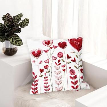 Imagem de Conjunto de 1 capa de almofada decorativa Love para sofá quadrada para dia dos namorados, capa de almofada para casa de fazenda ao ar livre, sofá, sala de estar, quarto, decoração de casa 46 x 46 cm