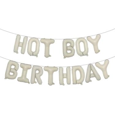 Imagem de Banner de balão com glitter multicolorido de aniversário Hot Boy - decorações de festa engraçadas, suprimentos, ideias e presentes para homens - 21 - 25 - 30 - 40º aniversário (creme de aniversário