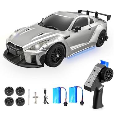 Imagem de Hylukon MN-268 RC Drift Car, 1:16 Scale High Speed 20 KMH Racing Drift Car with Gyro, LED Lights and Drift Tires, 2.4G Hobby RC Cars Gift for Adults and Teens (Silver)