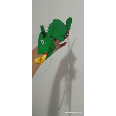 Imagem de Cabelo maluco de Dinossauro Verde para Crianças, Acessório de cabelo, Feito de Eva com Detalhes Brilhantes, Ideal para Teatro e Contação de Histórias apresentação escolar
