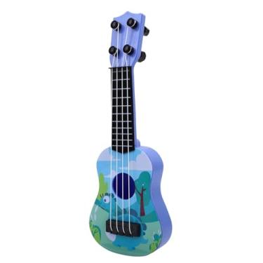 Imagem de ZJchao Brinquedo Infantil de Ukulele de Desenho Animado, Instrumento Musical Jogável, Brinquedo Portátil de Guitarra Ukulele para Crianças Com Mais de 3 Anos de Idade, Material Plástico (Azul)