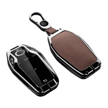 Imagem de Liga de zinco display do carro chave caso capa escudo compatível com bmw 5 6 7 série x3 x4 x5 x7 g30 g31 g11 g12 g01 gt g32 i8 acessório keyless(G-brown chain)