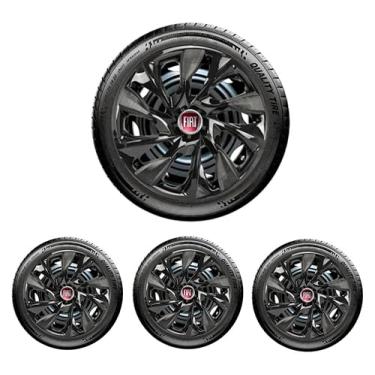 Imagem de Kit 4 Calotas Esportivas Ds4 Preto Brilhante aro 15 - Universal (FIA) Novo Uno Vivace Way Argo Cronos Palio Siena Mobi Punto Linea Grand Siena Idea