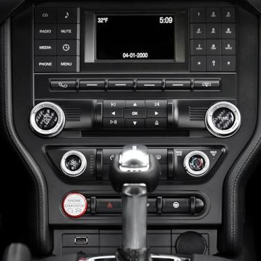 Imagem de BETTERHUMZ Compatível com Ford Mustang 2015-2023 Fibra de Carbono Console Central Ar Condicionado Controle Áudio Puxador Guarnição Capa Adesivo Carro Interior Acessórios