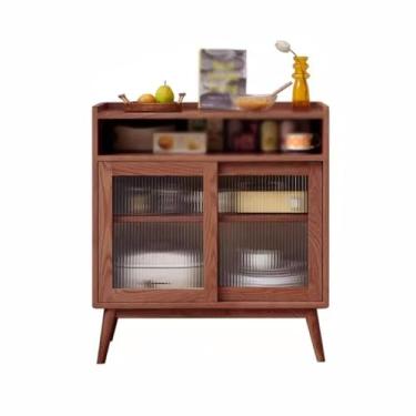 Imagem de Armário buffet de madeira maciça moderno simples armário de carvalho cozinha armário de armazenamento doméstico armário de chá multifuncional aparador de chá