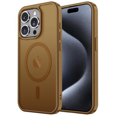 Imagem de Janmitta Capa magnética para iPhone 16, com protetor de tela, compatível com MagSafe, proteção de câmera, proteção contra quedas de grau militar, capa de telefone fosca translúcida fina, marrom