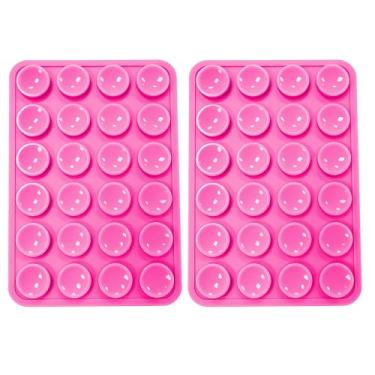 Imagem de Suporte de telefone com sucção dupla face de silicone, 2 peças, aderência adesiva removível, acessório de selfie e vídeo com as mãos livres, suporte de sucção de telefone TikTok tendência para iPhone