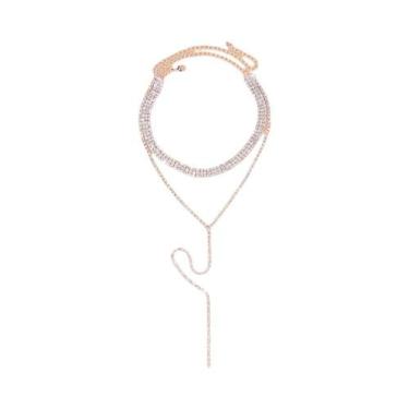 Imagem de Colar Choker Duplo Com Franjas Longas Em Cristal Preto Para Mulheres, 