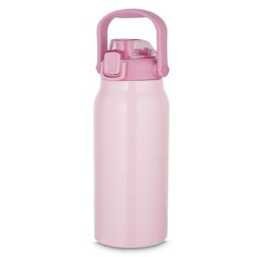 Imagem de Garrafa Térmica Inox Rosa 1,5L com Alça - Mantenha Suas Bebidas na Tem