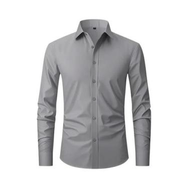 Imagem de Camisa Social Masculina XXL Slim Fit Manga Longa Cor Sólida Primavera 