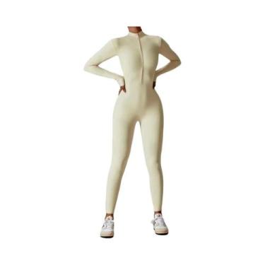 Imagem de Macacão De Yoga Preto Slim Fit De Manga Longa Para Mulheres, Roupas De