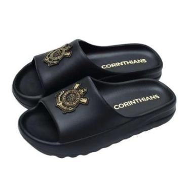 Imagem de Chinelo Nuvem Corinthians Slide Oficial Licenciado Preto-Unissex