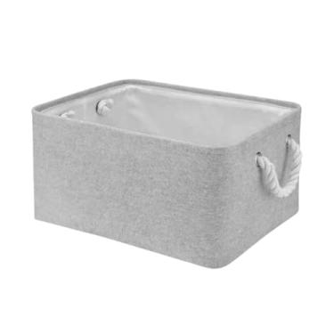 Imagem de Cesto Organizador Multiuso Dobrável em Tecido Linho para Roupa Suja, Brinquedos e Organização(Cinza)