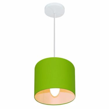 Imagem de Lustre Pendente Cilíndrico Free Lux Para Mesa De Jantar, Sala, Quarto, Churrasqueira E Balcão. Verde-limão Tam: 18x18cm