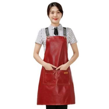 Imagem de Avental de couro PU impermeável resistente a óleo para mulheres/homens