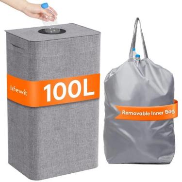 Imagem de Caixa de armazenamento em tecido Oxford 100L com tampa e bolsa interna