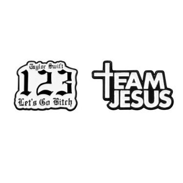 Imagem de Brooch Pins Set Creative Letter Funny Quote & Cross Team - Yiweisai