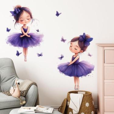 Imagem de Adesivo de parede Ballet Princess Decalques autoadesivos de PVC - yiwe
