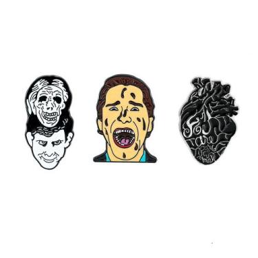 Imagem de Conjunto de 3 broches de terror, alfinetes de blusa, distintivo de lap