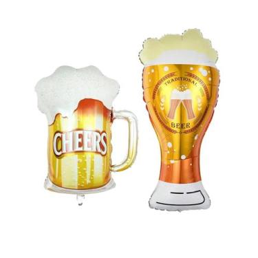Imagem de Conjunto de balões, caneca de cerveja e balões de alumínio de vidro pa