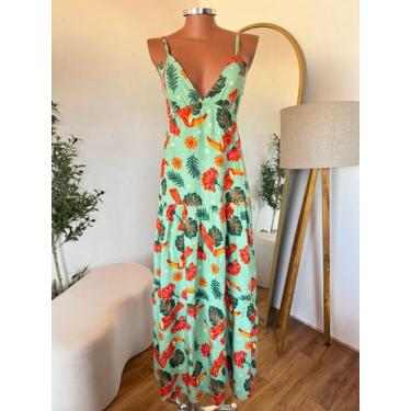 Imagem de Vestido Longo Viscolinho Alça Amarração Costa Nua Blogueira Soltinho V