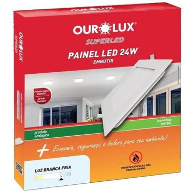 Imagem de Luminaria LED Embutir Quadrada 24 watts Bivolt 2700K Branco Morno OURO