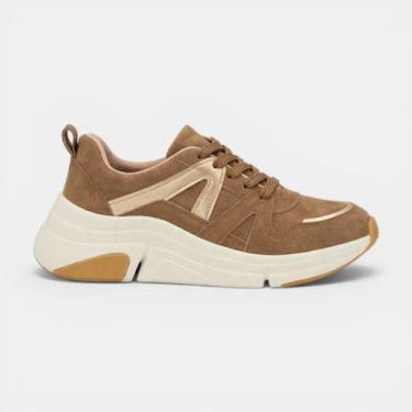 Imagem de Tênis Modare Casual Feminino Castanho, Castanho, Dourado, 36
