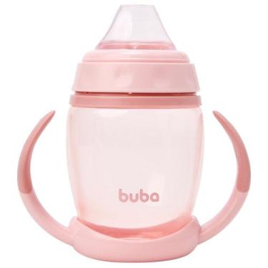 Imagem de Copo Infantil Buba Rosa Claro 250ml Com Alça Removível Bico Silicone