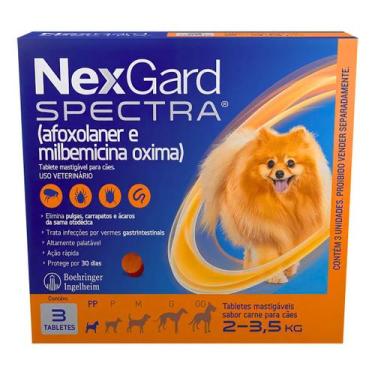 Imagem de Nexgard Spectra Antipulgas e Carrapatos Para Cães 2 A 3,5kg Com 3 Tabl