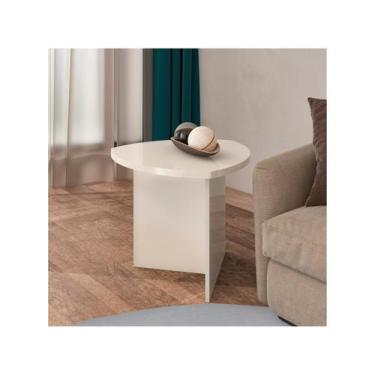 Imagem de Mesa Lateral Triangular Artely Delta Cor Off White, Off White