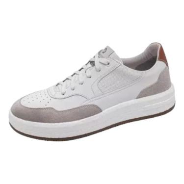 Imagem de Sapatênis Democrata Casual Masculino Couro Off White Branco, 40