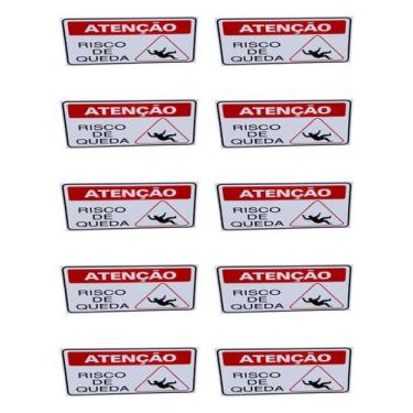 Imagem de KIT COMBO 10 Placa DE Sinalização ATENÇÃO RISCO DE QUEDA - ASELETRO
