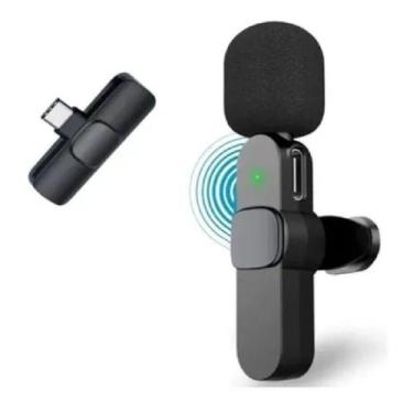 Imagem de Microfone Lapela Sem Fio Redução De Ruído P/ Celular Tipo C - Lelong