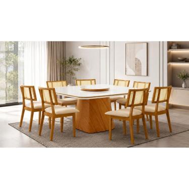 Imagem de Sala de jantar quadrada 8 cadeiras maciça- Dubai - Imperial