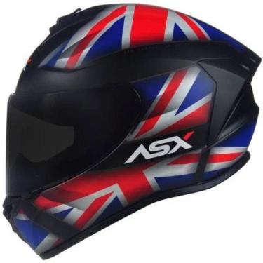 Imagem de Capacete ASX Draken UK Inglaterra - Preto/Azul Fosco