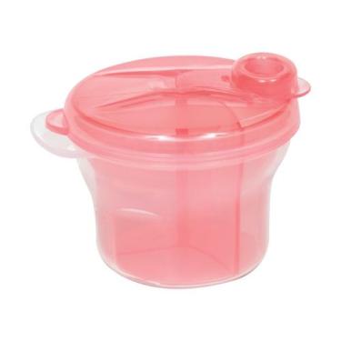 Imagem de Pote para Leite em Pó Dosador com Divisória Removível Rosa Buba